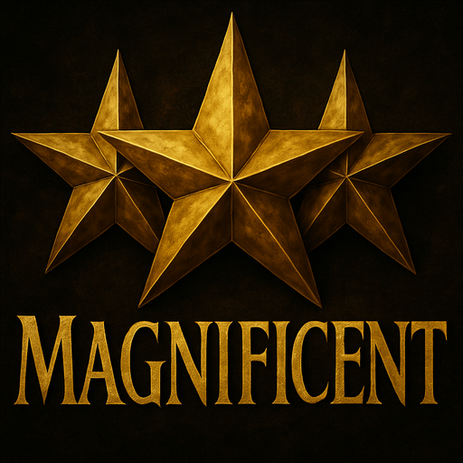 Write "MAGNIFICENT" bottom of the stars with LOTR style