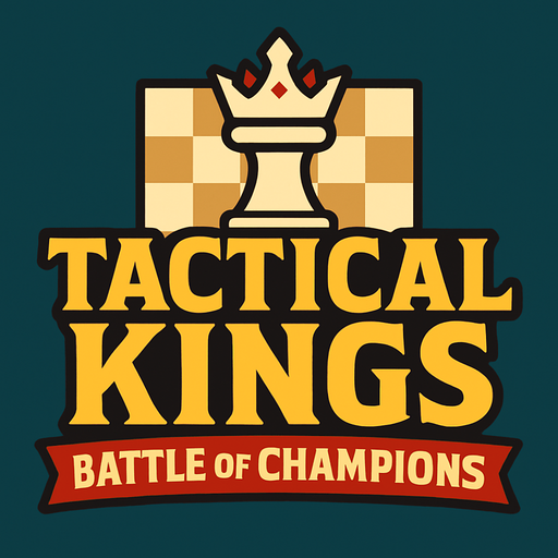 Create a logo for this game based on this description:

Title: "Tactical Kings: Battle of Champions"
A fantasy-themed, chess-inspired strategy game where players control unique units with predefined attack zones. Victory comes from eliminating the opponent’s King by strategically positioning characters on a 5x10 grid..
In-Game asset.  2d.  High contrast.  No shadows