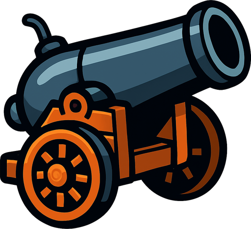 cannon.
In-Game asset.  2d.  High contrast.  No shadows