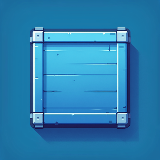 in-game asset. 2d. flat 2d graphic of a blueish rectangle that looks like the top of a crate. blank background. minimalistic flat graphic. Single Game Texture. In-Game asset. 2d. High contrast. No shadows..
Single Game Texture. In-Game asset. 2d. Blank background. High contrast. No shadows.