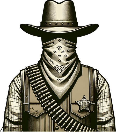 Sherif man, drone view..
Single Game Texture. In-Game asset. 2d. Blank background. High contrast. No shadows.