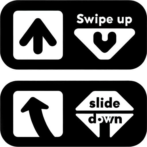 Text and icon : "swipe up to jump" (arrow up)  and  "swipe down to slide"  (arrow down).