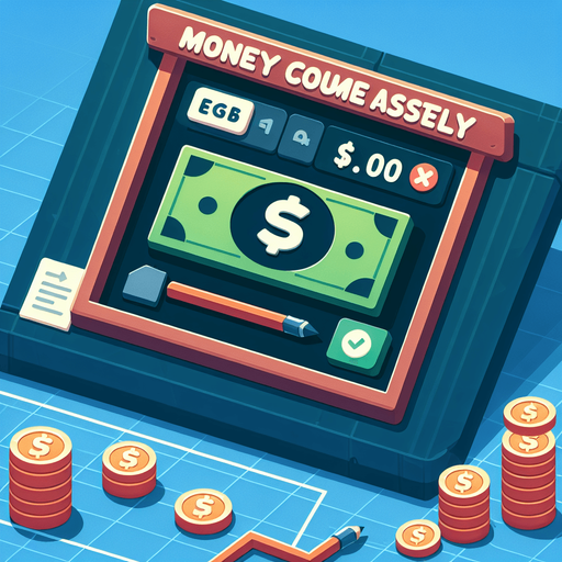 moneyCounterDisplay.
Single Game Texture.  In-Game asset.  2d.  Blank background.  High contrast.  No shadows