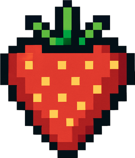 8 bit Straw berry.
In-Game asset.  2d.  High contrast.  No shadows