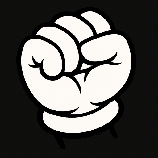 White glove curled into a fist.
In-Game asset.  2d.  High contrast.  No shadows