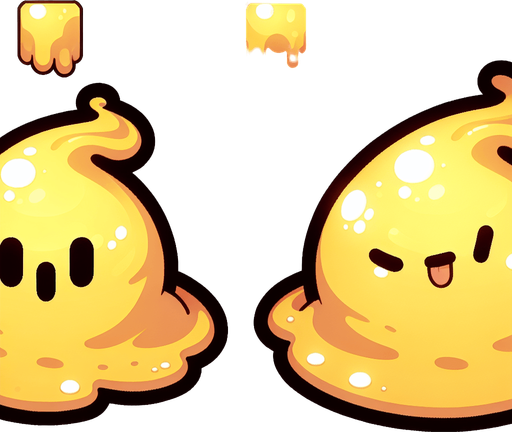 Un slime RPG amarillo y divino con estilo suave y simple.
Single Game Texture.  In-Game asset.  2d.  Blank background.  High contrast.  No shadows