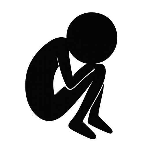 Stickman delgado en posición fetal y que este todo relleno de negro