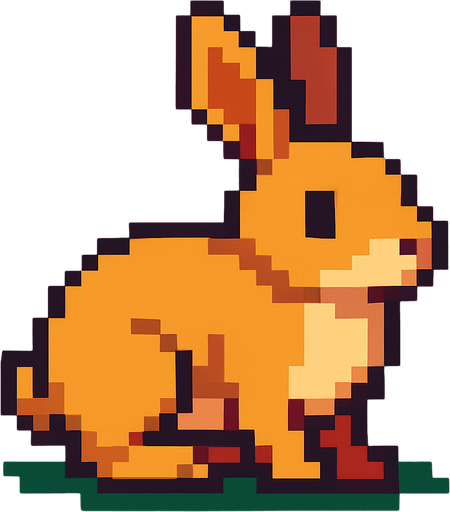 Pixel Rabbit.
In-Game asset.  2d.  High contrast.  No shadows