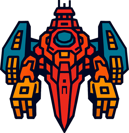big boss spaceship. In-Game asset. 2d. High contrast. No shadows.
In-Game asset.  2d.  High contrast.  No shadows