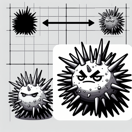 Sea urchin, cartoon, spiny, long spines, grumpy face, no shadow
Single Game Texture. In-Game asset. 2d. Blank background. High contrast. No shadows.