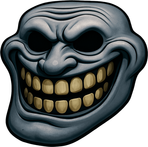 3D Scary trollface meme.
In-Game asset.  3D.  High contrast.  No shadows