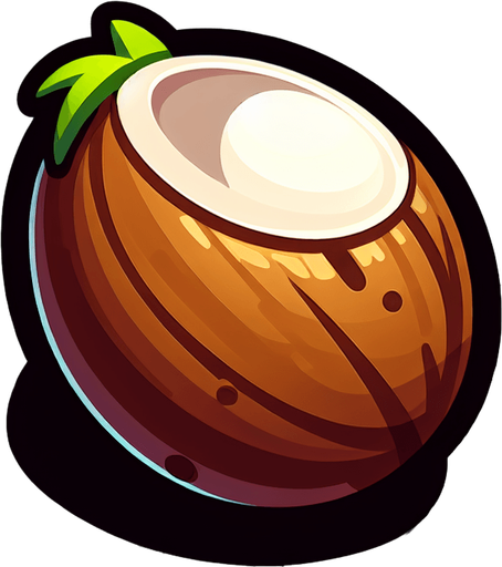 Make an image og a coconut.
Single Game Texture. In-Game asset. 2d. Blank background. High contrast. No shadows.