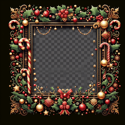 frame of an empty christmas themed popup with a decorated border User interface