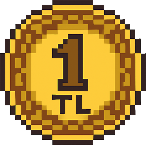 Turkish Lira 1 TL pixel drawing.
In-Game asset.  High contrast.  No shadows