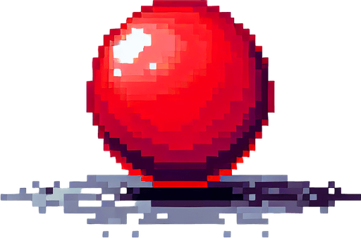 pixel art of a red orb.
Single Game Texture. In-Game asset. 2d. Blank background. High contrast. No shadows.