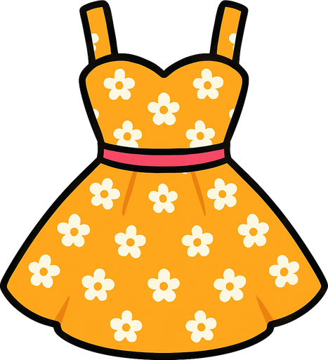 cute designer dress top view..
In-Game asset.  2d.  High contrast.  No shadows