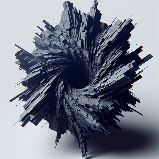 An imploding geometric shape or structure crumbling inwards into a chaotic void/vortex. Could be an intense version of the Unstable Rift, looking more menacing and powerful..
Single Game Texture.  In-Game asset.  2d.  Blank background.  High contrast.  No shadows