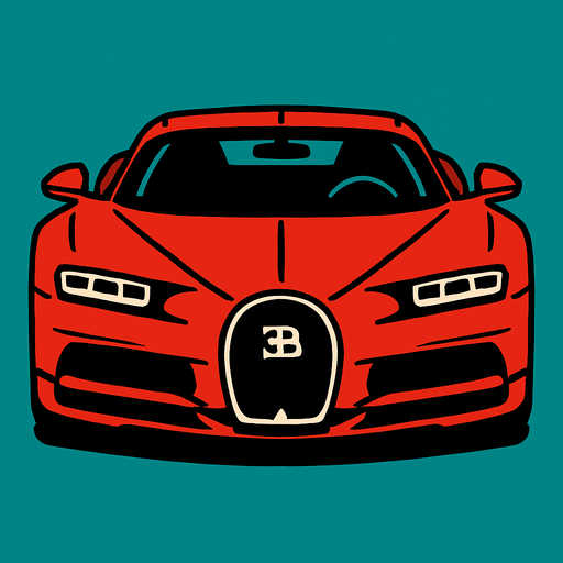 Kuzey yönüne bakan bir bugatti.
In-Game asset.  2d.  High contrast.  No shadows