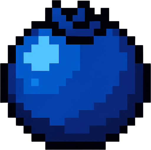 Blueberry 8 bit.
In-Game asset.  2d.  High contrast.  No shadows
