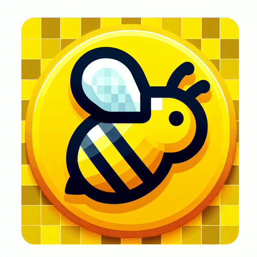 a yellow bee.
Single Game Texture. In-Game asset. 2d. Blank background. High contrast. No shadows.