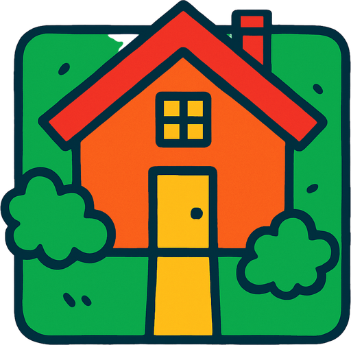 ev ama kuş bakışı.
In-Game asset.  2d.  High contrast.  No shadows