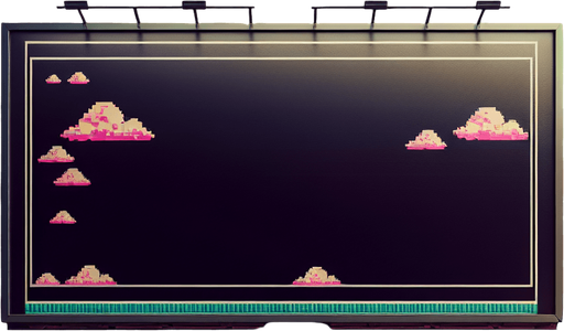 Empty black billboard.
Face view. Retro gaming style.