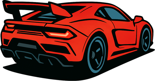 arka sağdan bakan SÜPER  araba 
In-Game asset.  2d.  High contrast.  No shadows
