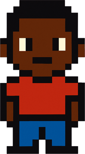 black person pixel art.
In-Game asset.  High contrast.  No shadows