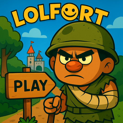 Gökyüzünü mavi yap tabelaya play yaz en üste gökyüzüne soldan sağa dogru hafif oval şekilde Lolfort yaz o harfleri için gülümseme emojisi kullan