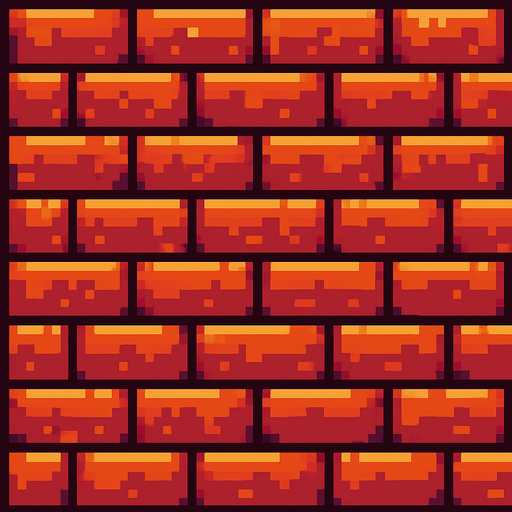 hd çözünrülükte atari tarzı tuğla duvar.
In-Game asset.  2d.  High contrast.  No shadows