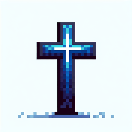 pixel art cross with blue accents
Single Game Texture. In-Game asset. 2d. Blank background. High contrast. No shadows.