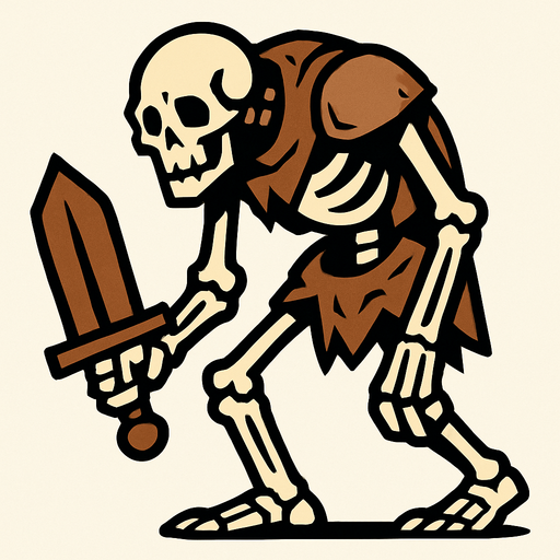 kemikten bir şovalye istiyorum biraz kambur dursun.
In-Game asset.  2d.  High contrast.  No shadows