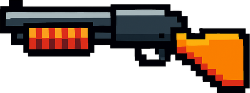 shotgun pixel and look left side.
In-Game asset.  2d.  High contrast.  No shadows