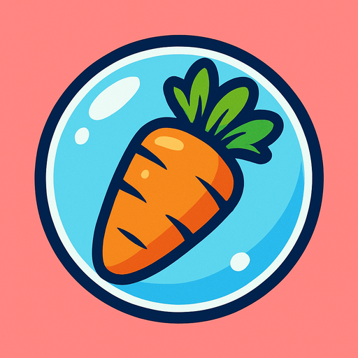 a Carrot in a bubble.
In-Game asset.  2d.  High contrast.  No shadows
