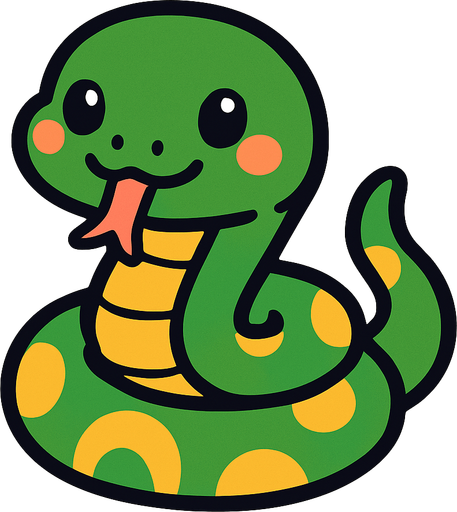 Cute snake.
In-Game asset.  2d.  High contrast.  No shadows