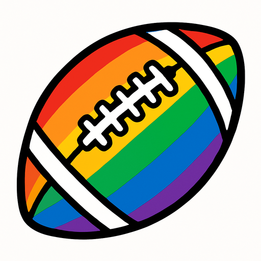 Rainbow themed american football.
In-Game asset.  2d.  High contrast.  No shadows