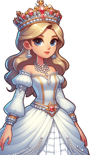 White queen.
Single Game Texture.  In-Game asset.  2d.  Blank background.  High contrast.  No shadows