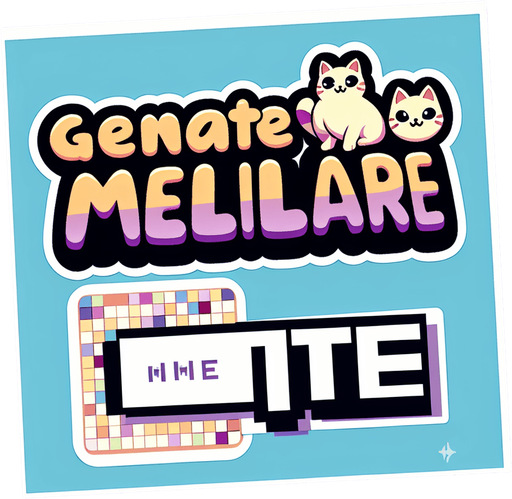 Text saying 'Memellionaire'. cute, cartoony font. looks like a sticker. feline themed.
Single Game Texture. In-Game asset. 2d. Blank background. High contrast. No shadows.