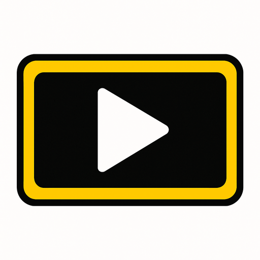 Symbol for an play button wide screen.
In-Game asset.  2d.  High contrast.  No shadows
