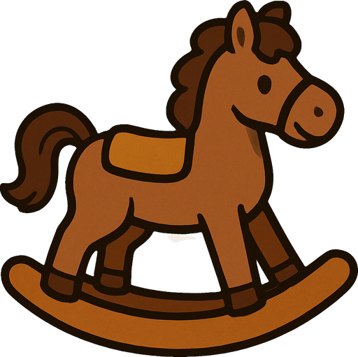 Brown rocking horse.
In-Game asset.  2d.  High contrast.  No shadows