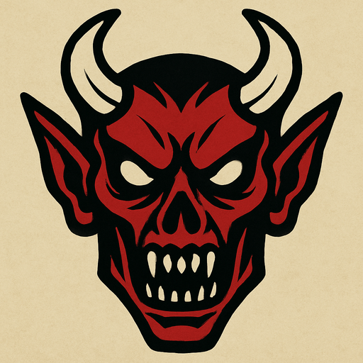 2d mysterious and scary demon character's head.
In-Game asset.  2d.  High contrast.  No shadows