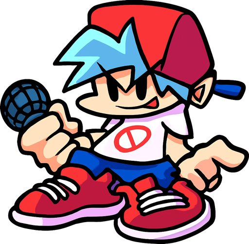 FNF bf.
In-Game asset.  2d.  High contrast.  No shadows