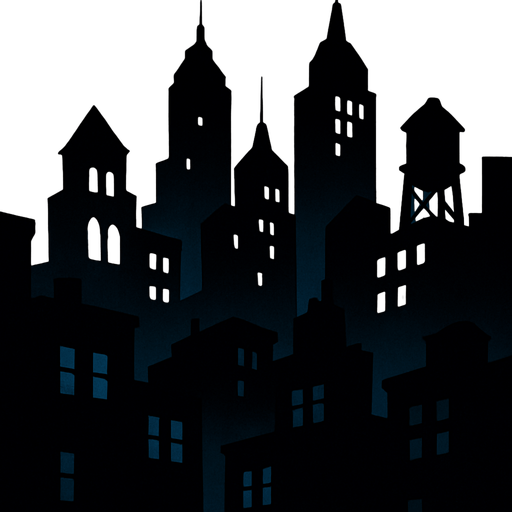 dark city for mobile wallpaper.
In-Game asset.  2d.  High contrast.  No shadows