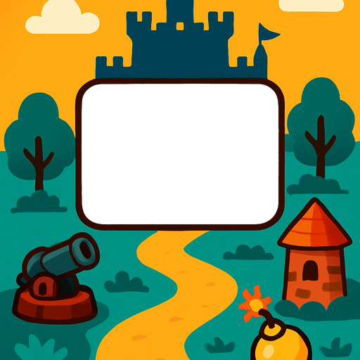 Tower defence menü background.
In-Game asset.  2d.  High contrast.  No shadows