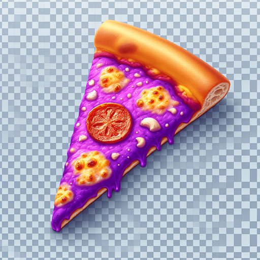 a slice of pizza on a transparent background, predominantly purple.
Slice of pizza