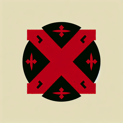 Red x western inspired.
Single Game Texture. In-Game asset. 2d. Blank background. High contrast. No shadows.