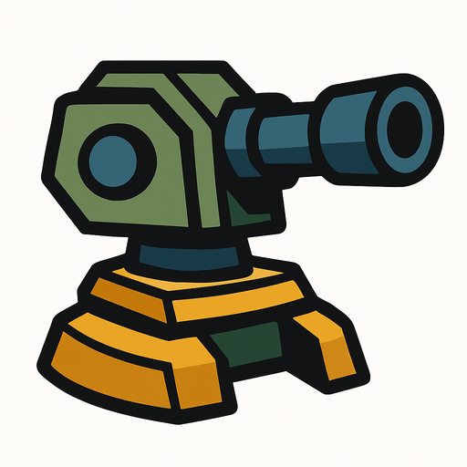 2d turret.
In-Game asset.  2d.  High contrast.  No shadows