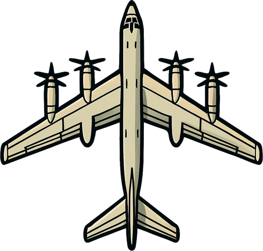 Tu 95 uppifrån.
In-Game asset.  2d.  High contrast.  No shadows