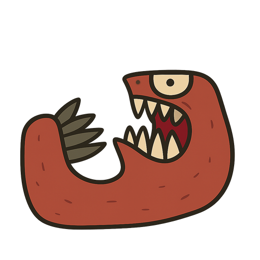 monster with scary teeth. No background. Transparent background. Blank background. No shadows. 2d. In-Game asset. flat