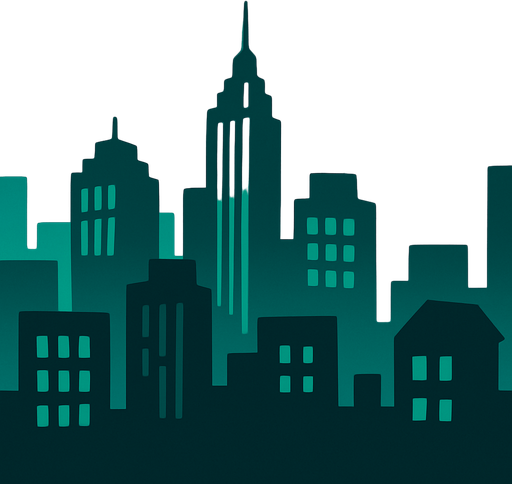 Make the city background.
In-Game asset.  2d.  High contrast.  No shadows